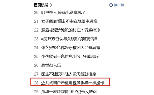 近九成用户希望电视像手机一样操作便捷，现在如你们所愿